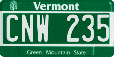 VT license plate CNW235