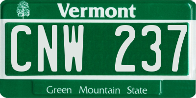 VT license plate CNW237