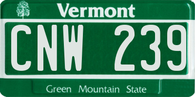 VT license plate CNW239