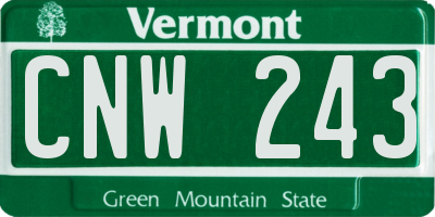 VT license plate CNW243