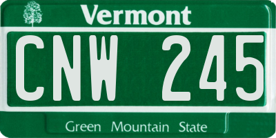 VT license plate CNW245