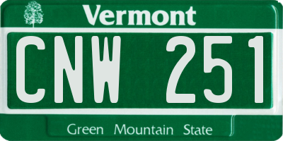 VT license plate CNW251
