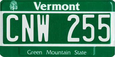 VT license plate CNW255