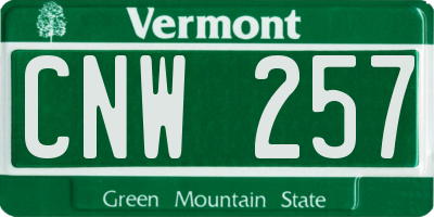 VT license plate CNW257