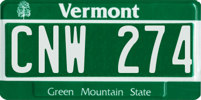 VT license plate CNW274