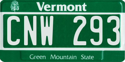 VT license plate CNW293
