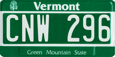 VT license plate CNW296