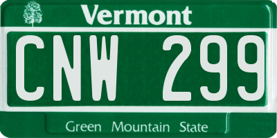 VT license plate CNW299