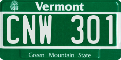 VT license plate CNW301