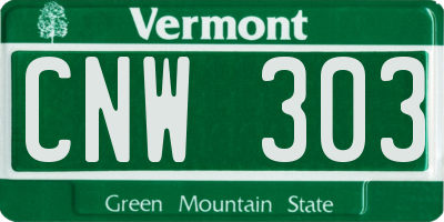 VT license plate CNW303