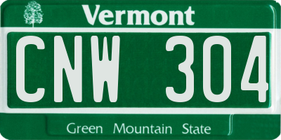 VT license plate CNW304