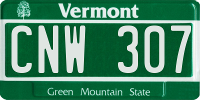 VT license plate CNW307