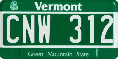 VT license plate CNW312