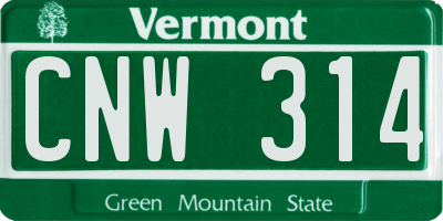 VT license plate CNW314