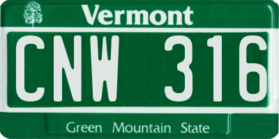 VT license plate CNW316