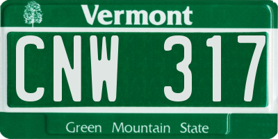VT license plate CNW317