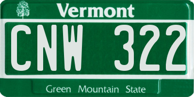 VT license plate CNW322