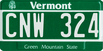 VT license plate CNW324