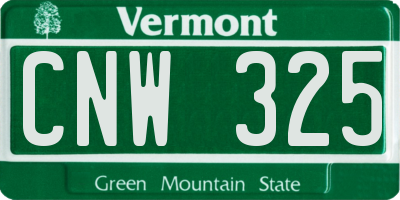 VT license plate CNW325