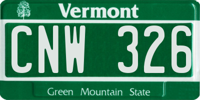 VT license plate CNW326