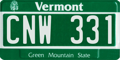 VT license plate CNW331