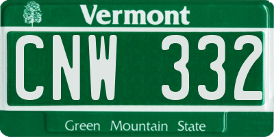 VT license plate CNW332