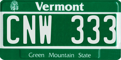 VT license plate CNW333