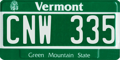 VT license plate CNW335