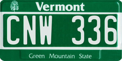 VT license plate CNW336