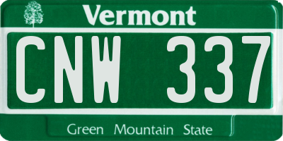 VT license plate CNW337