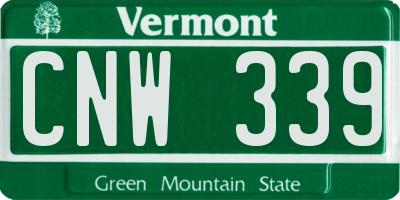 VT license plate CNW339