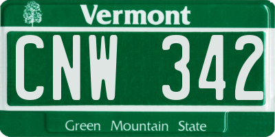 VT license plate CNW342