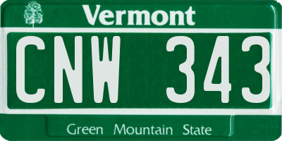 VT license plate CNW343