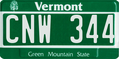VT license plate CNW344