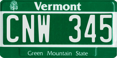 VT license plate CNW345