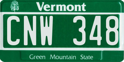 VT license plate CNW348