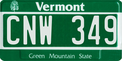 VT license plate CNW349