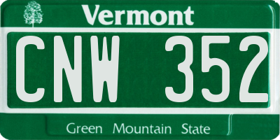 VT license plate CNW352