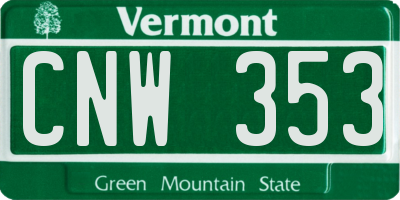 VT license plate CNW353