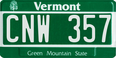 VT license plate CNW357