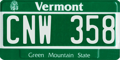 VT license plate CNW358