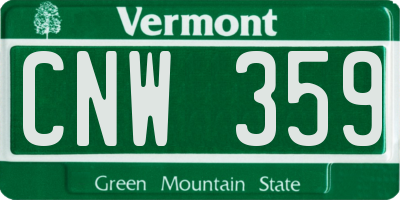 VT license plate CNW359