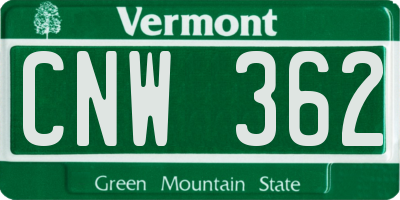 VT license plate CNW362