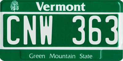 VT license plate CNW363