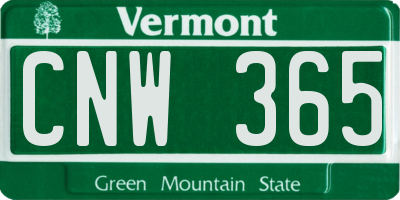 VT license plate CNW365