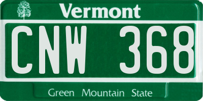 VT license plate CNW368