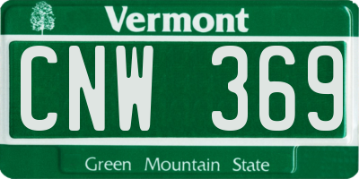VT license plate CNW369