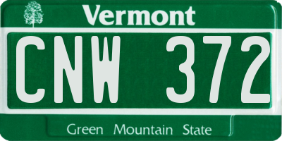 VT license plate CNW372