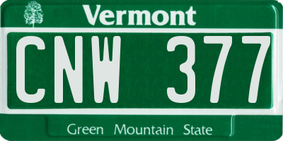 VT license plate CNW377