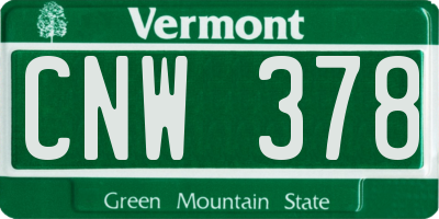 VT license plate CNW378